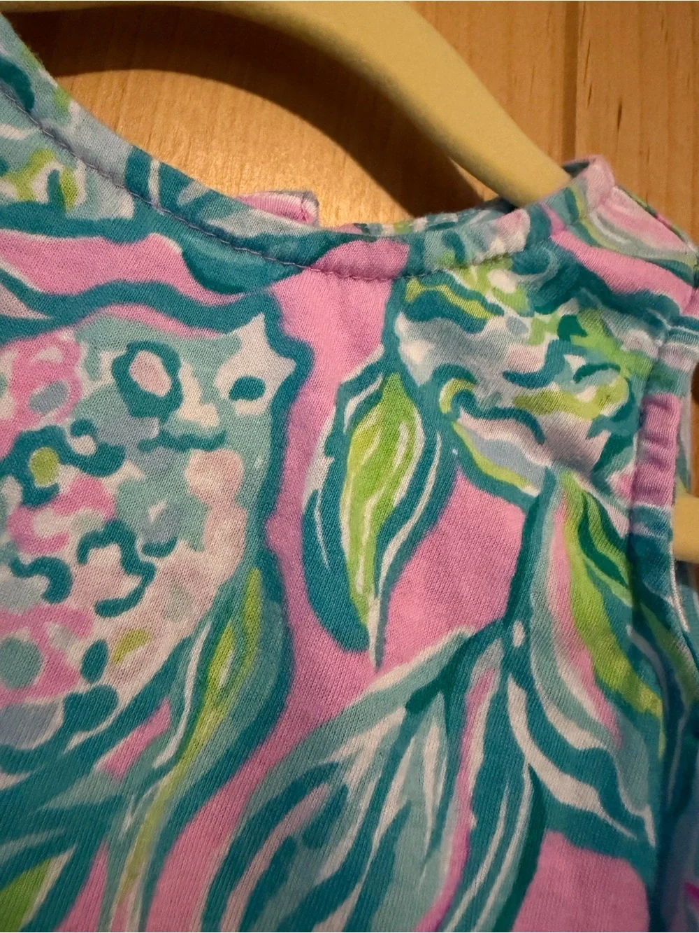Lilly Pulitzer Sleeveless Dress Baby Lilly Tropical Floral Pink 12-18 Mo fish